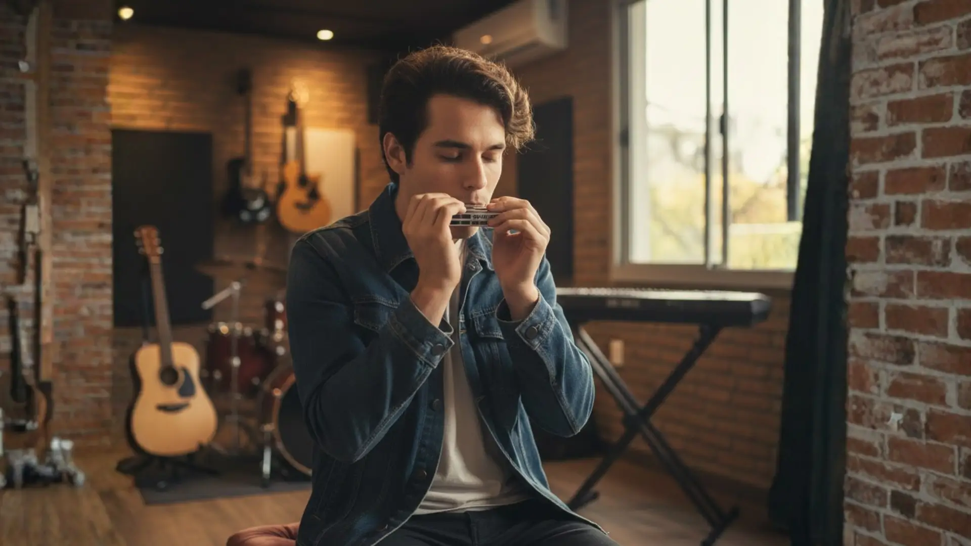 jovem aprendendo gaita na M-Arts em Guarulhos