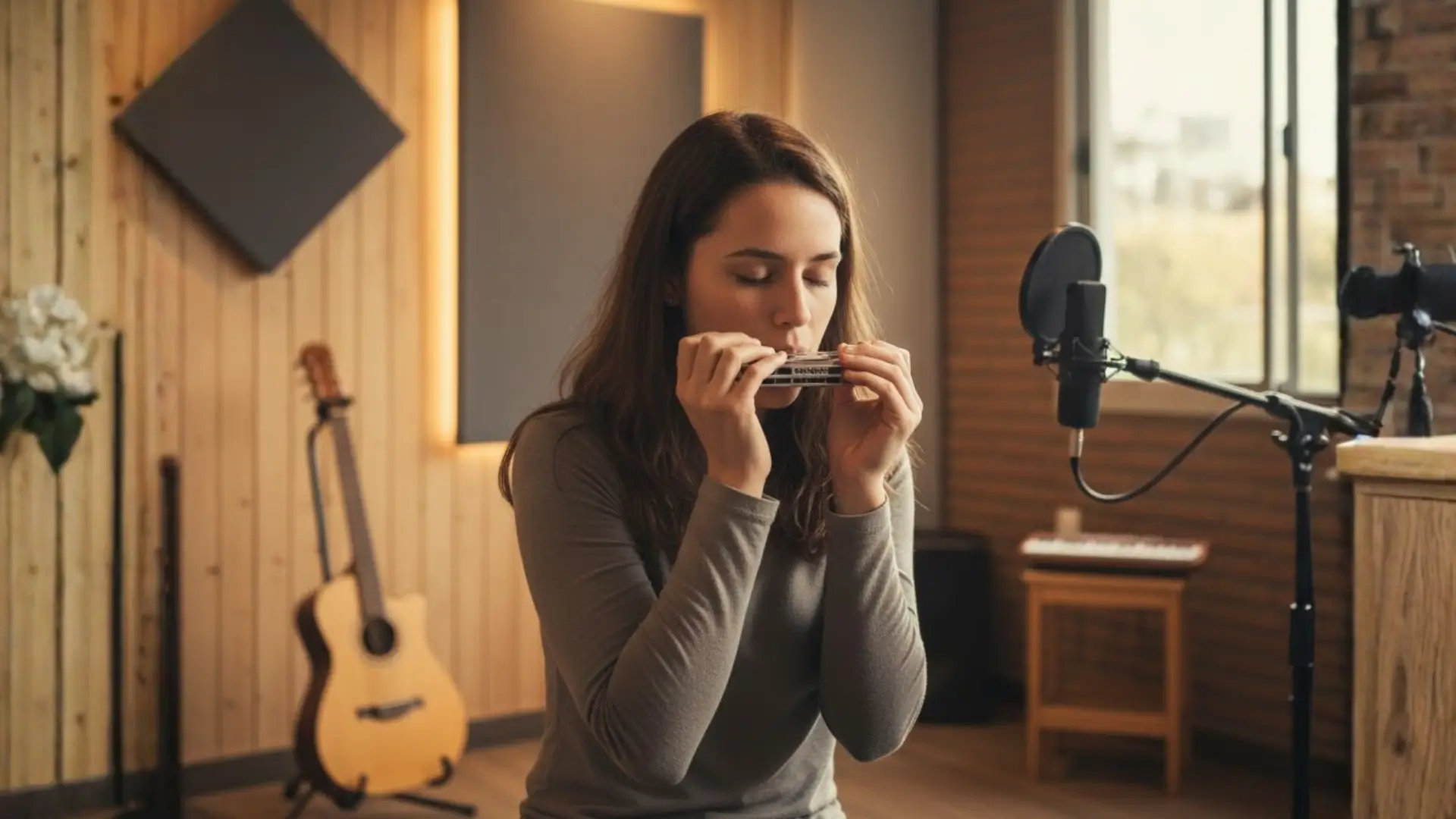 jovem praticando respiração e gaita na Vila Augusta