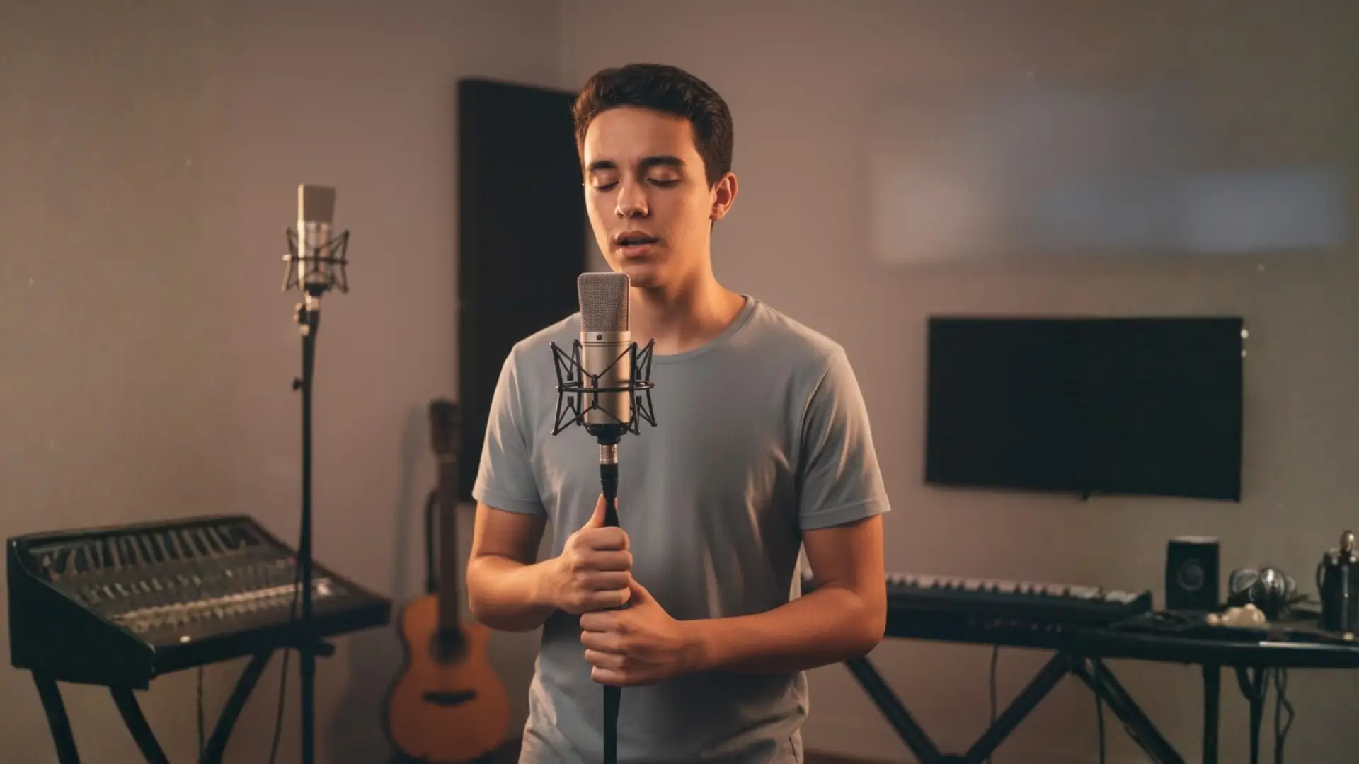 jovem em aula de canto na M-Arts em Guarulhos