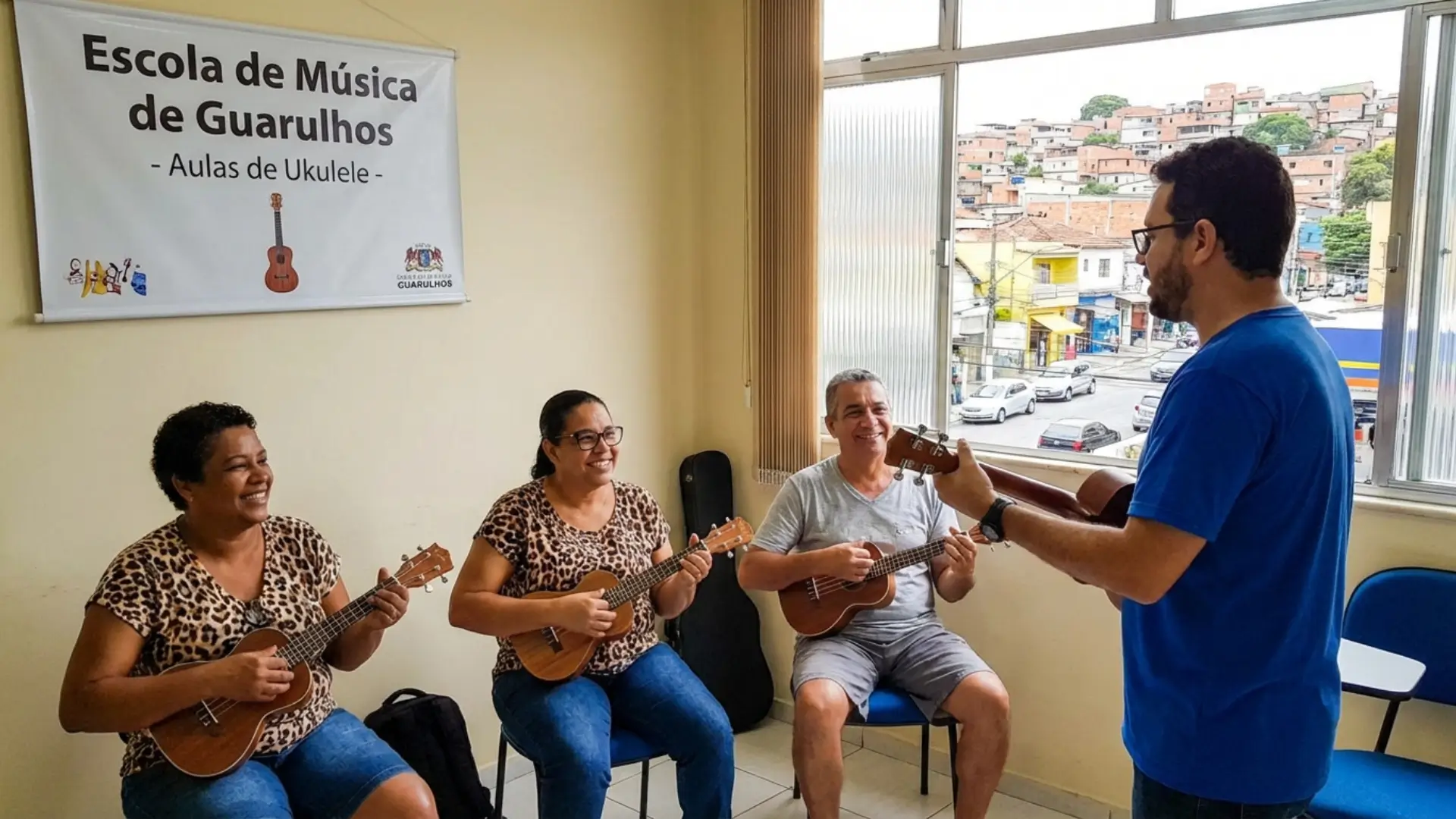 Muitos alunos começam no ukulele e depois avançam para