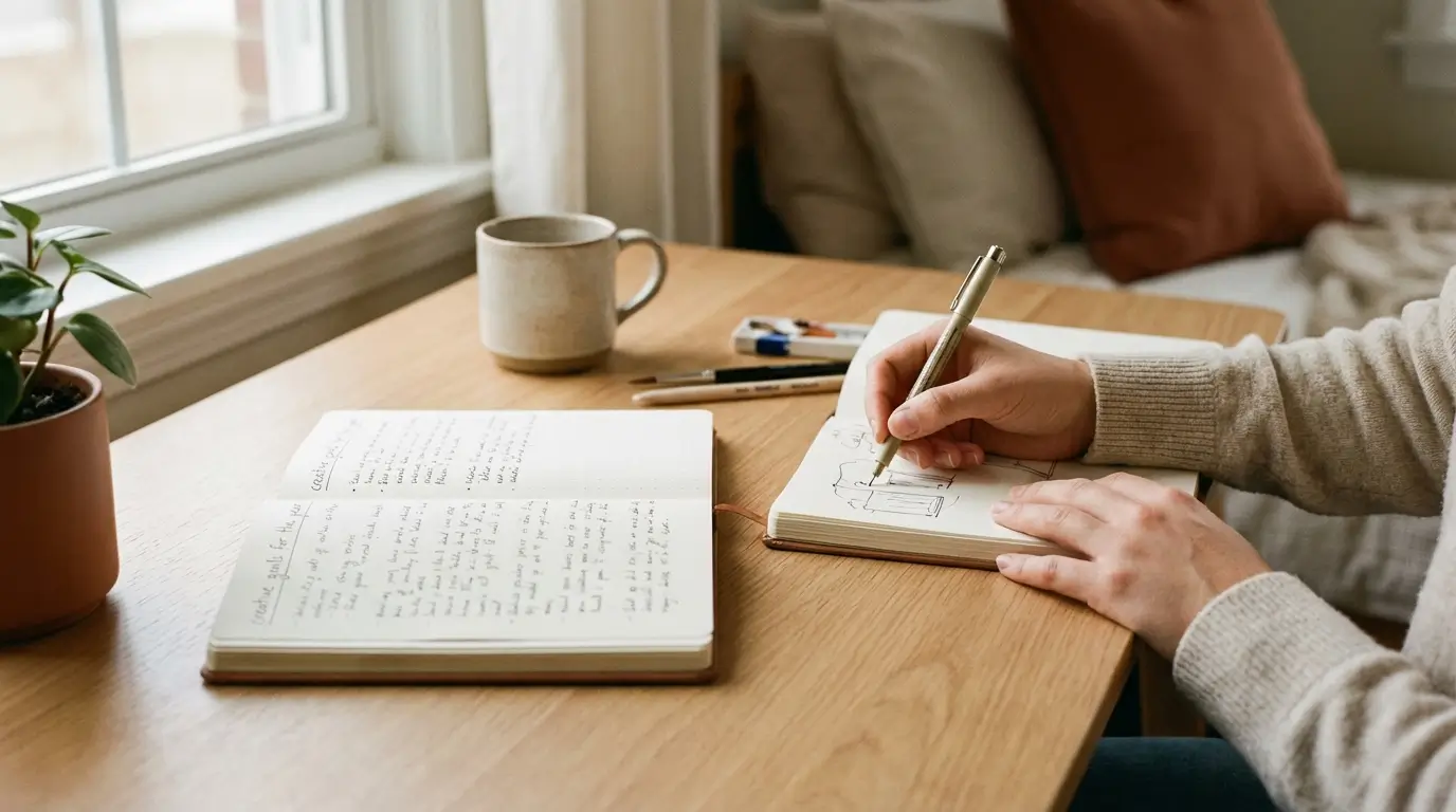 Pessoa iniciando aula de desenho em Guarulhos no começo do ano com foco em criatividade.