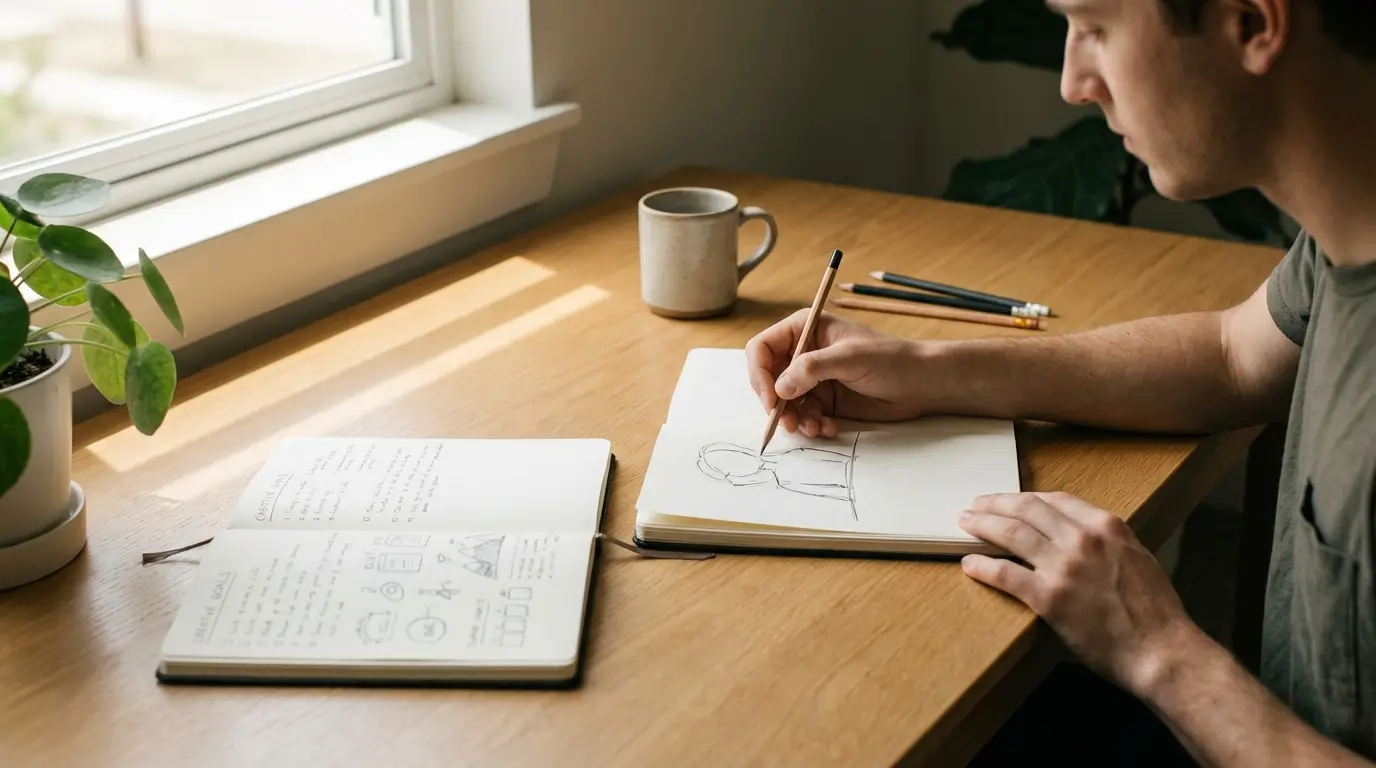 Pessoa iniciando aula de desenho em Guarulhos no começo do ano com foco em criatividade